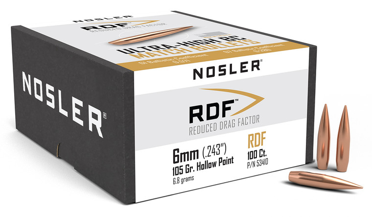 Nosler 53410 Rdf Match 6mm 105gr Hollow Point Boat Tail 100box - 53410
