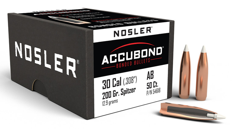 Nosler 54618 Accubond 30cal 200gr Spitzer Point 50box - 54618