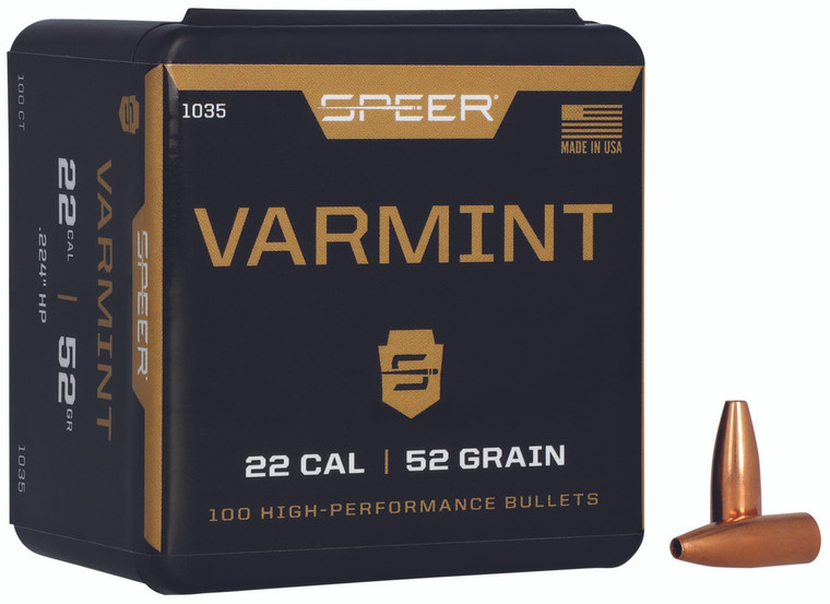 Speer 1035 Varmint 22cal 52gr Hollow Point 100 Per Box5 Case - 1035