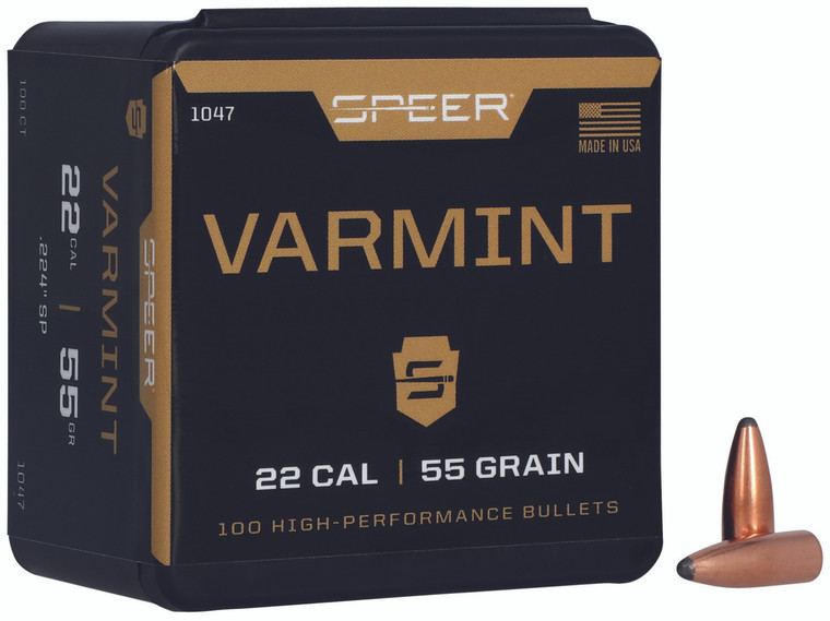 Speer 1047 Varmint 22cal 55gr Jacketed Soft Point 100 Per Box5 Case - 1047