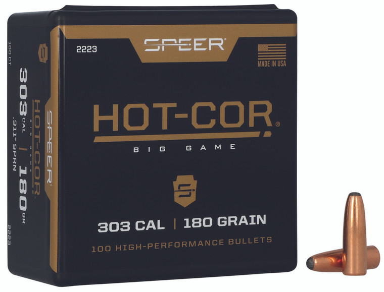 Speer 2223 Hotcor 303cal 180gr Soft Point Round Nose 100 Per Box5 Case - 2223