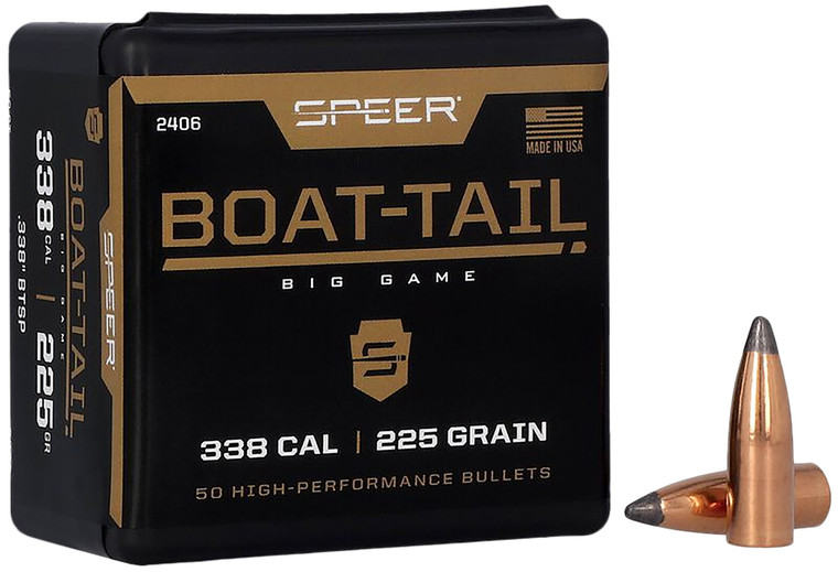 Speer 2406 Boattail .338 225 Gr Spitzer Boat Tail Soft Point 50 - 2406