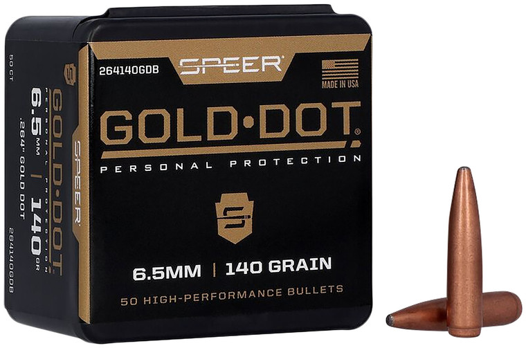 Speer 264140 Gold Dot 6.5mm .264 140 Gr Soft Point 50 Box - 264140