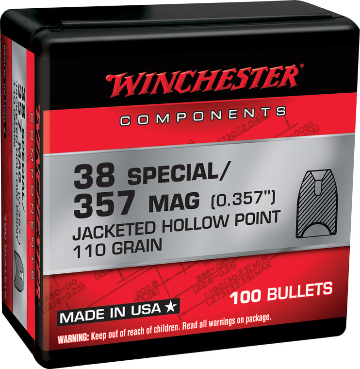 Winchester Ammo Wb38hp110x Centerfire Handgun Reloading 38special 110gr Jacketed Hollow Point 100 Per Box10 Case - WB38HP110X
