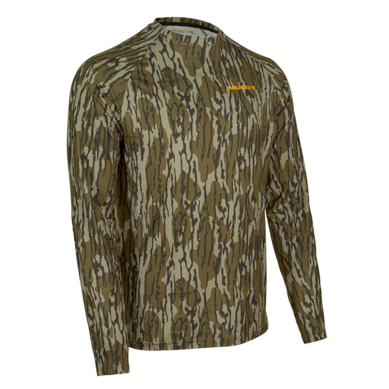 Muddy Base Layer Crew Long Sleeve Shirt Mossy Oak Bottomland S - MUD-BL-CRW-MOB-S