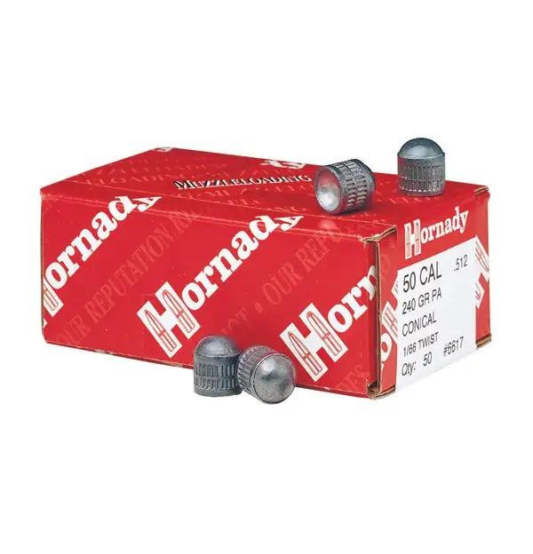 Hornady 50 Cal 240 Gr Pa Conical Muzzleloader Bullets 50/round Box - 6617