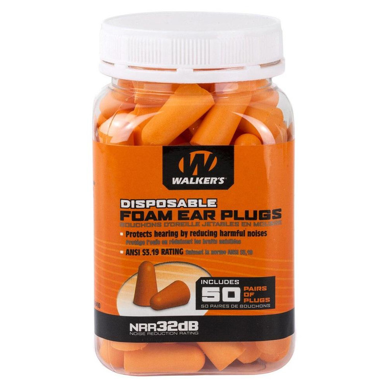Walker's Foam Ear Plugs 32db Jar 50/ct - GWP-FP-50PK