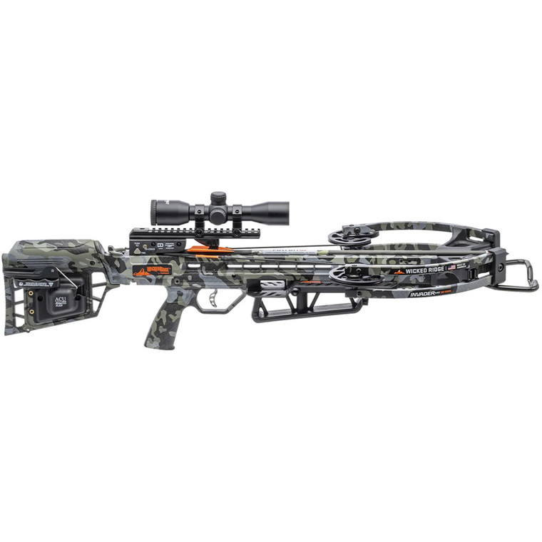 Wicked Ridge Invader M1 De-Cock Crossbow Package - ACU50 Sled Pro View 400 Scope Peak Camo - WR25005-9557