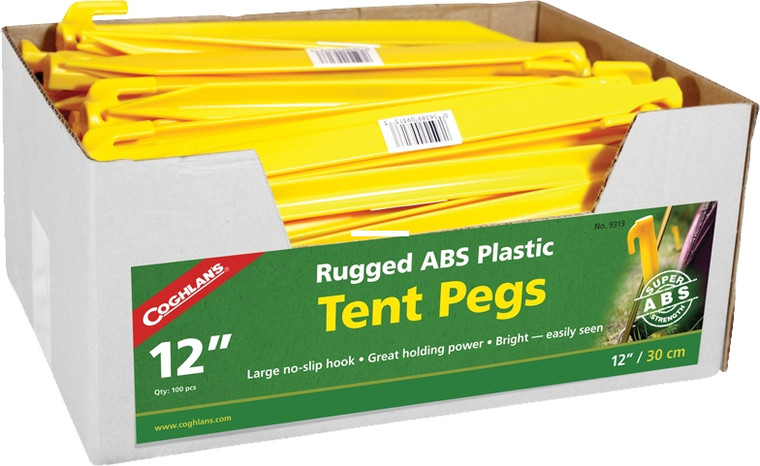 Coghlan's 9313 ABS Tent Pegs , 12" - Bulk , 100 Pieces - 9313