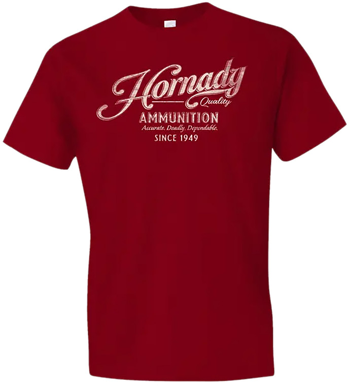 Hornady Gear 31872 Vintage Script Red Cotton Semifitted Medium
