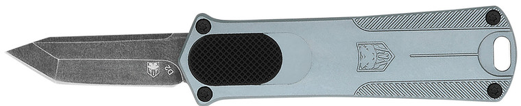 Cobratec Cali952grytns California 952 Ca Compliant 1.75 Otf Tanto Plain Black Stonewashed D2 Steel Blade 3 Gray Anodized Aluminum Handle