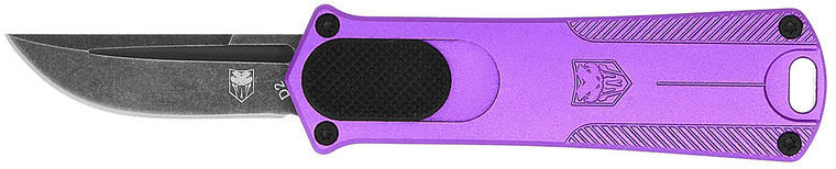 Cobratec Cali952purdns California 952 Ca Compliant 1.75 Otf Drop Point Plain Black Stonewashed D2 Steel Blade 3 Purple Anodized Aluminum Handle