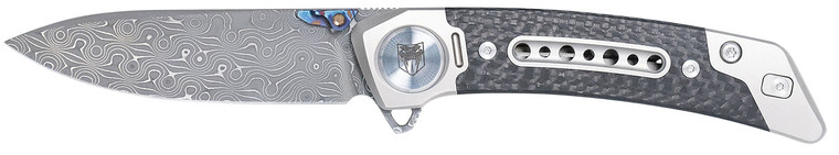 Cobratec Ctempdamdns Emperor 3 Folding Drop Point Plain Damascus Vg10 Ss Blade 4.25 Carbon Fiberss Titanium Handle