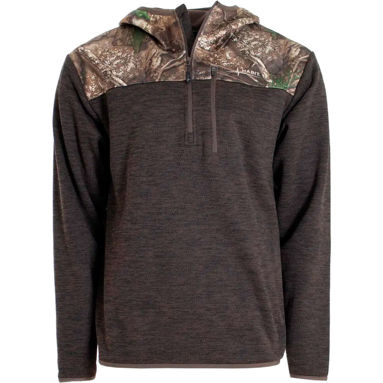 Habit Men's 1/4 Zip Hooded Fleece Pullover L-Realtree APX / Turkish Coffee - FJ10084-R-8-6-L-3Q6