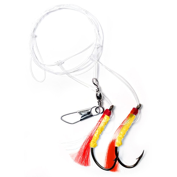 Sea Striker SS-SFR-RY Shrimp Fly - Rig, Red/Yellow, 7/0, 60Lb test, 2 - SS-SFR-RY