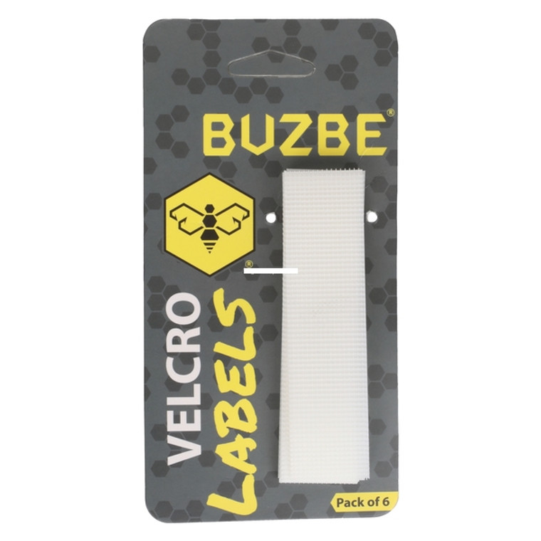 Buzbe VLL-W Velcro Labels - Pack of - 6 - Large - White - VLL-W
