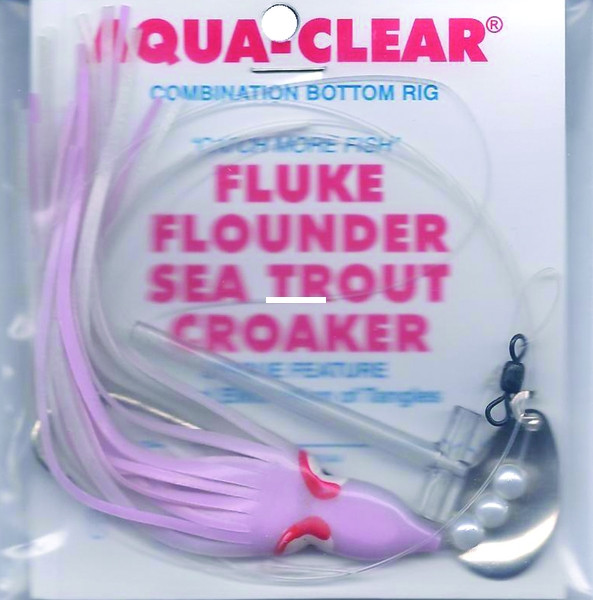 Aqua Clear FW-4HPS Single Leader - Fluke/Flounder/Trout Pink Glo Squid - FW-4HPS