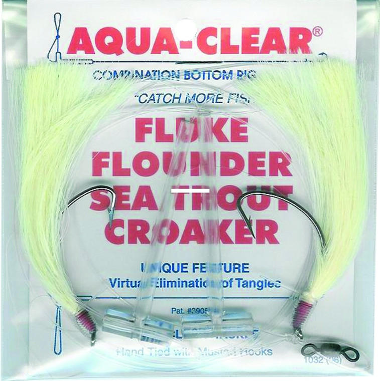 Aqua Clear FW-1EWSS Hi/Lo Fluke/ - Flounder/Trout/Croaker Wht Hair 3/0 - FW-1EWSS