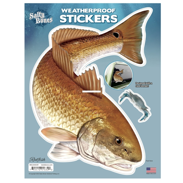 Salty Bones MEGA4003R Mega Decal - 8.5" x 11", Redfish (Right Facing) - MEGA4003R