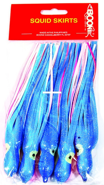 Boone 76123 Squid Skirt 6" 5 Pk - Blue White Pink Belly, 6" - 76123