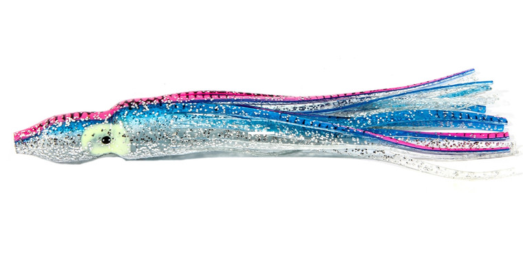 Boone 74105 Squid Skirt 4 1/4" 10 - Pk, Blue Silver Pink Stripe, 4 1/4" - 74105