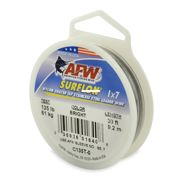 AFW C135T-0 Surflon Nylon Coated - 1x7 Stainless Leader Wire 135lb - C135T-0