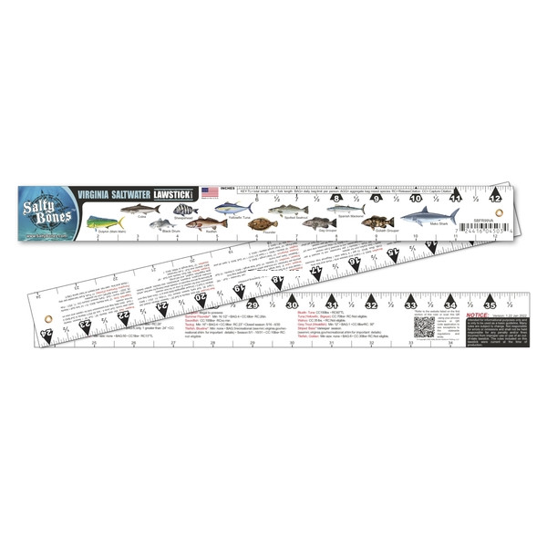 Salty Bones SBFR99VA Folding - Fishing Ruler with Virginia State - SBFR99VA