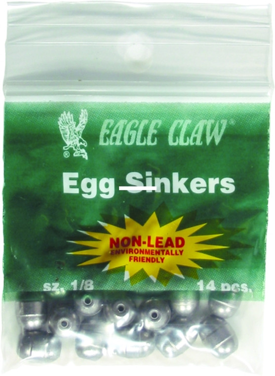 Eagle Claw NLES18 Egg Sinker - Non-Lead 1/8oz 11Pk - NLES18 Eagle Claw NLES18 Egg Sinker - Non-Lead 1/8oz 11Pk - NLES18
