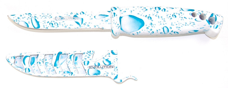 Evolution EV-BK4011 4" Bait Knife - White Blue Water Spot - EV-BK4011