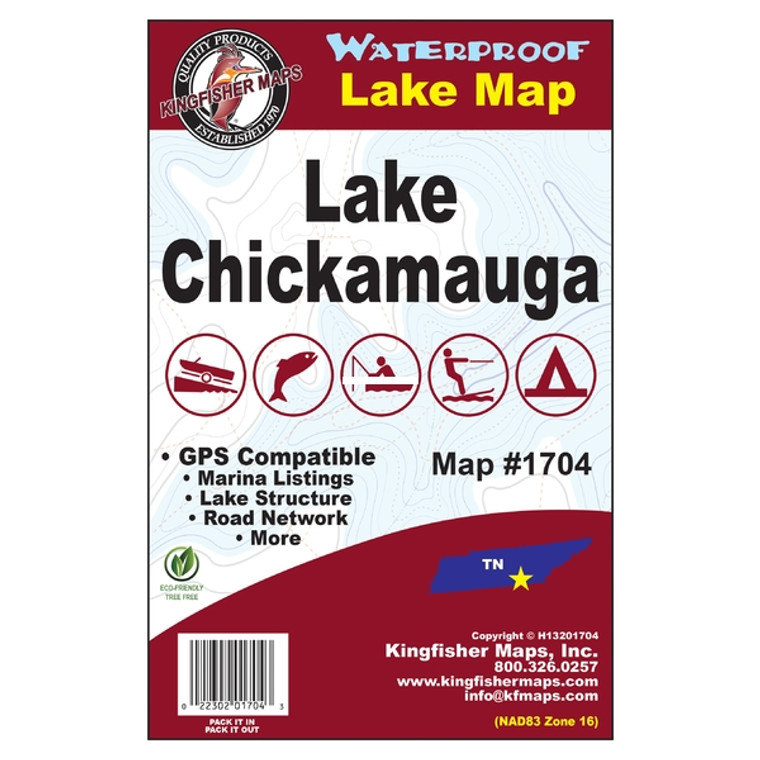 Kingfisher 1704 Waterproof Map Lake - Chickamauaga, TN - 1704
