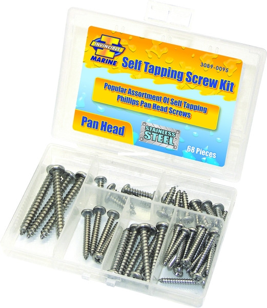 Invincible Marine BR54404 Screw Kit - Stainless Pan Flat Head Kit 68Pc - BR54404