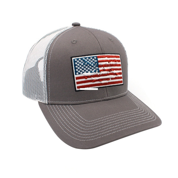 Calcutta BR241649 US Flag Hat Grey - with White Mesh Adjustable back - BR241649
