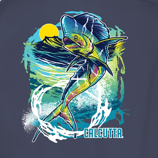 Calcutta WCM-DEN-M Watercolor Mahi - T-Shirt No Pocket Denim Heather Med - WCM-DEN-M