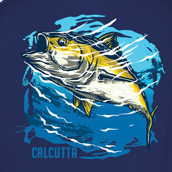 Calcutta WCT-NVY-M Watercolor Tuna - T-Shirt No Pocket Navy Heather Med - WCT-NVY-M