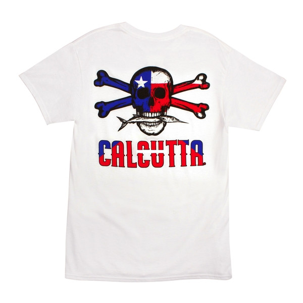 Calcutta TXFlag-Wht-M TX Flag Shirt - Short Sleeve Pocket T-Shirt White - TXFLAG-WHT-M