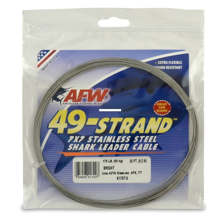 AFW K175T-0 49 Strand, 7x7 - Stainless Steel Shark Leader Cable - K175T-0 AFW K175T-0 49 Strand, 7x7 - Stainless Steel Shark Leader Cable - K175T-0