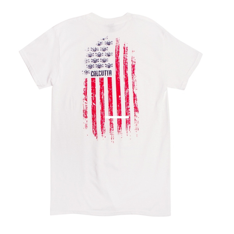 Calcutta USFlag-WHT-3XL US Flag - Short Sleeve Pocket T-Shirt White - USFLAG-WHT-3XL