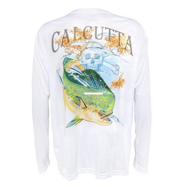 Calcutta CPTCAL32-L Performance - T-Shirt Large White w/Fade Dolphin - CPTCAL32-L