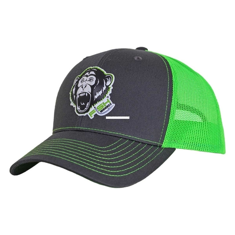 Fish Monkey FM75-CHNG Hat Scream'n - Monkey Poly Patch Charcoal/Neon - FM75-CHNG