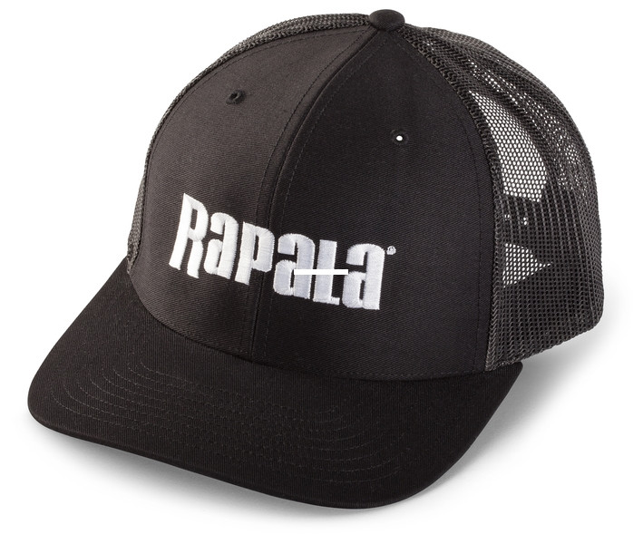 Rapala RTC102 Trucker Cap - Black/Black Mesh, Center Logo - RTC102