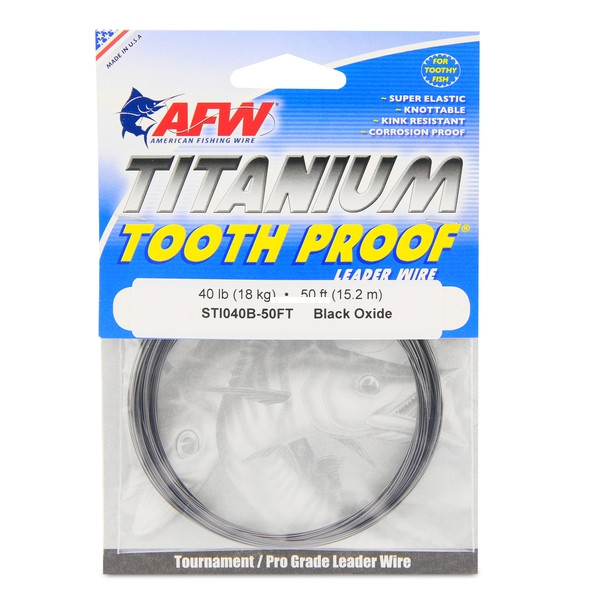 AFW STI040B-50FT Titanium Tooth - Proof, Single Strand Leader Wire - STI040B-50FT