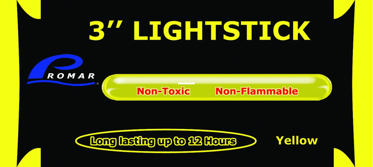 Promar GS-130Y Light Glow Stick 3" - Yellow, 50 Pack Display Box - GS-130Y
