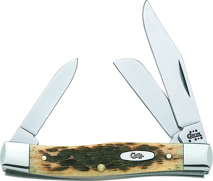 Case 00079 Amber Bone Medium - Stockman, Folding Knife, 3 Blades - 79