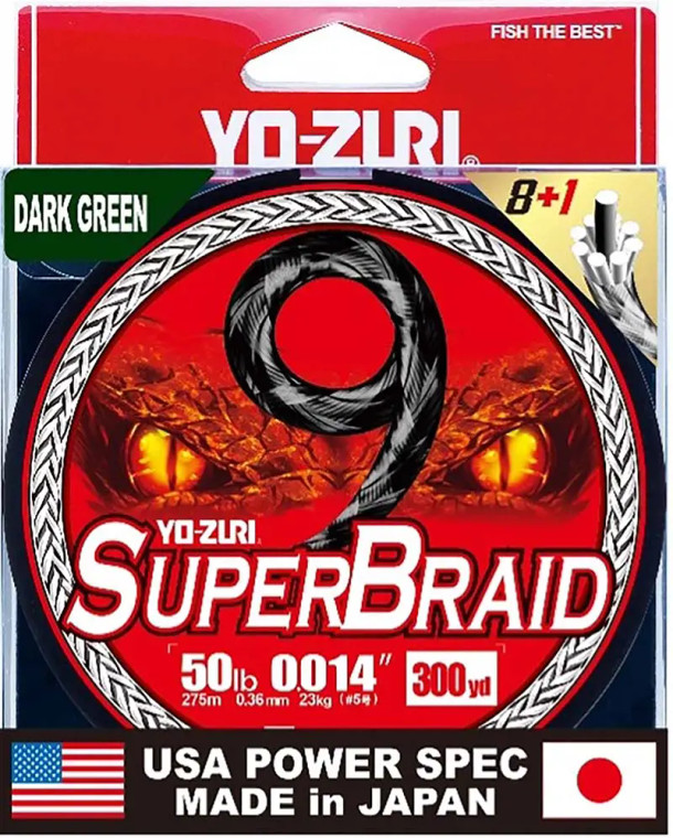 Yo-Zuri - Superbraid 9 Line - Dark Green 50lb 300yd -