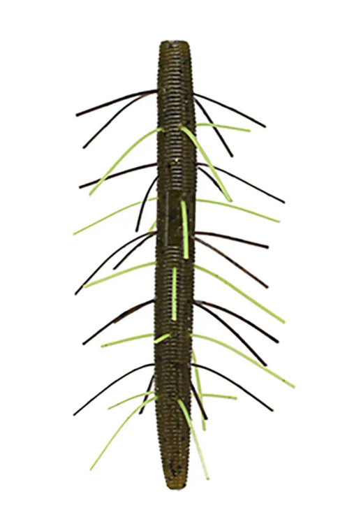 Yamamoto - Fuzzy Senko - 5in 4pk Grn Pmpkn/blk Flk/chart Skirt -