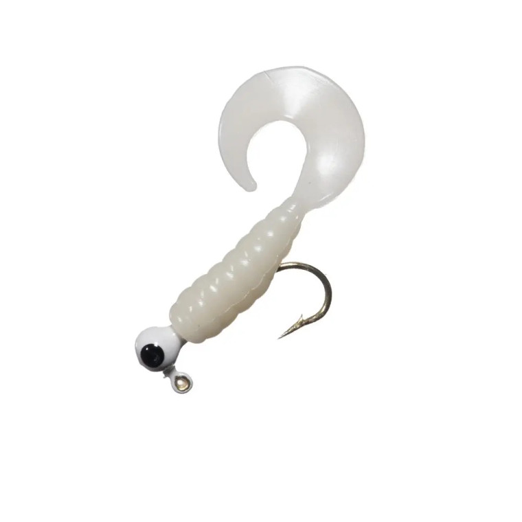 Arkie Rigged Curl Tail Grub 1/8oz #1 - White