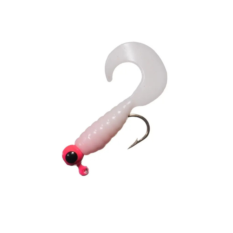 Arkie Rigged Curl Tail Grub 1/8oz #51 - Pink White