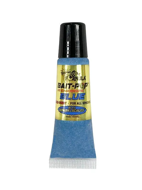 Bait Pop Blue - LIVE SONAR INTENSIFIER Scented Sparklscales .5oz Tube Hang Tab