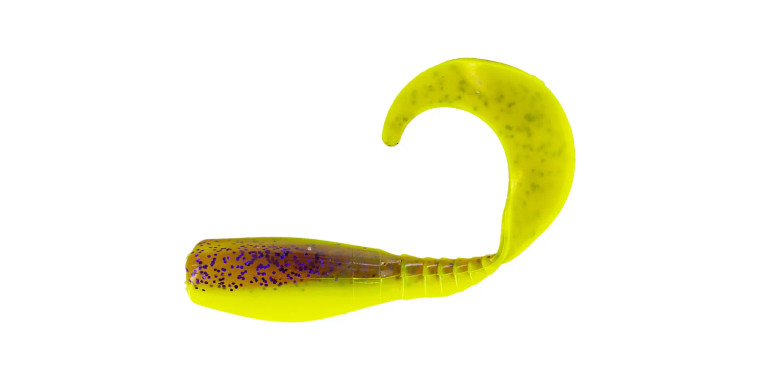 Big Bite Baits 2" Curly Tail Crappie Minnr 10pk - Purple Glitter/Opaque Cht