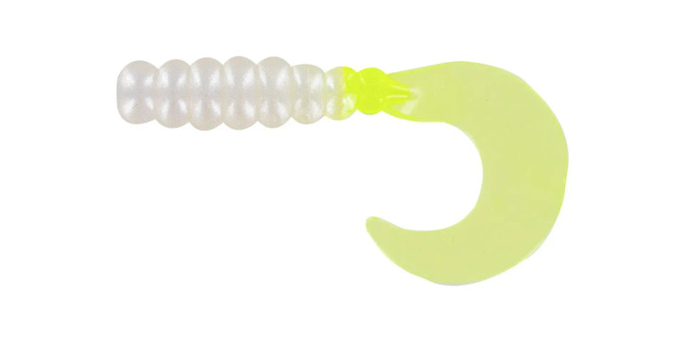 Big Bite Baits 2" Fat Grub 10pk - Pearl/chartreuse